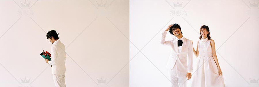 清新婚纱摄影情侣写真样片，影楼室内纯色影楼日系森系图片