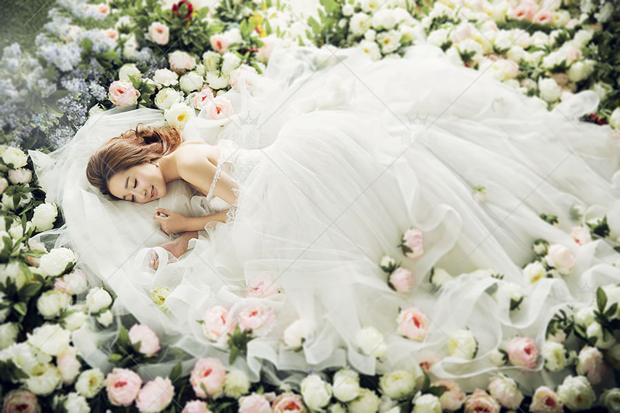 婚纱摄影展会放大样片，韩式唯美花海情侣写真照片样册