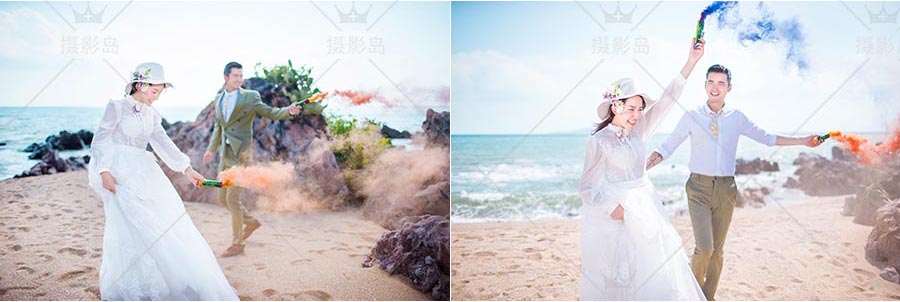 外景海边沙滩婚纱照样片
