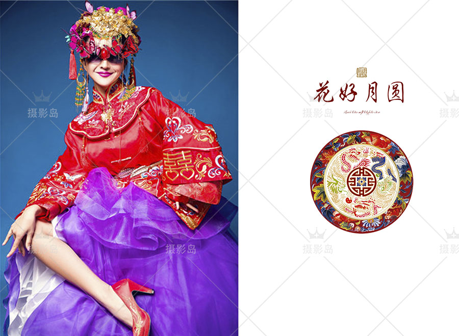 影楼展会古装婚纱摄影样册模版，中国古风复古国潮秀PSD相册素材