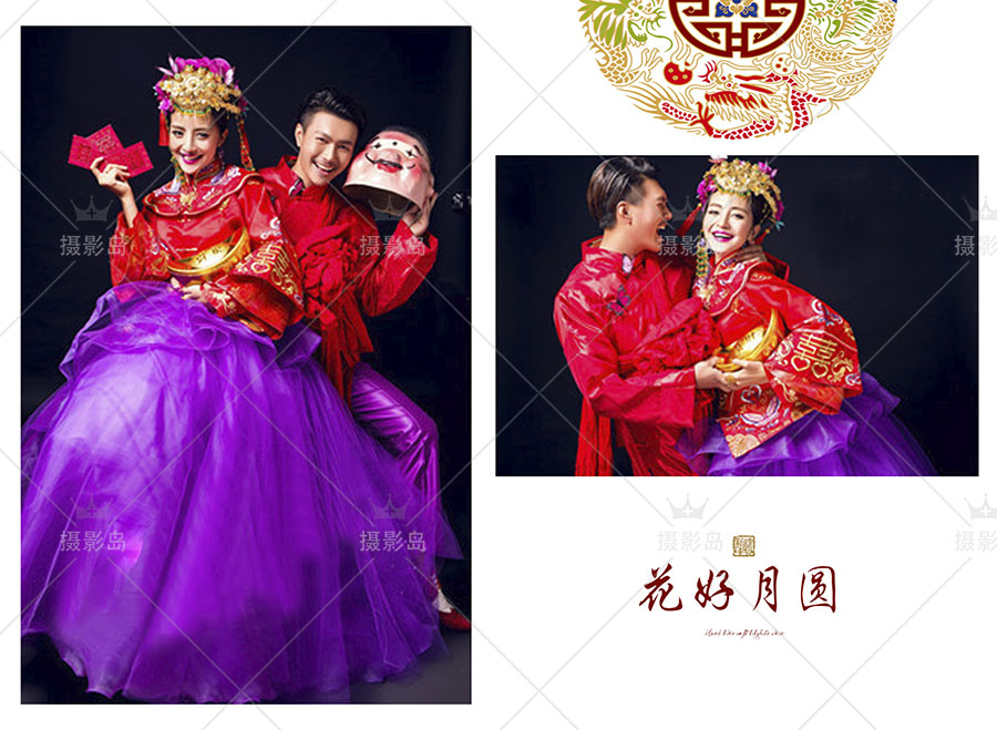 影楼展会古装婚纱摄影样册模版，中国古风复古国潮秀PSD相册素材