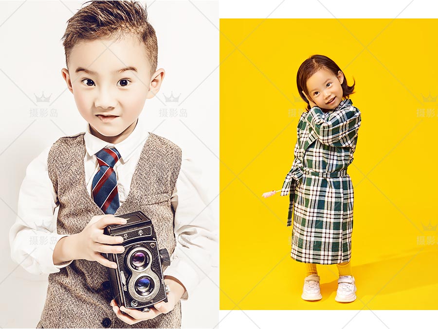 2021儿童摄影宝宝潮童照片样片，PSD写真艺术字体单片模板设计素材