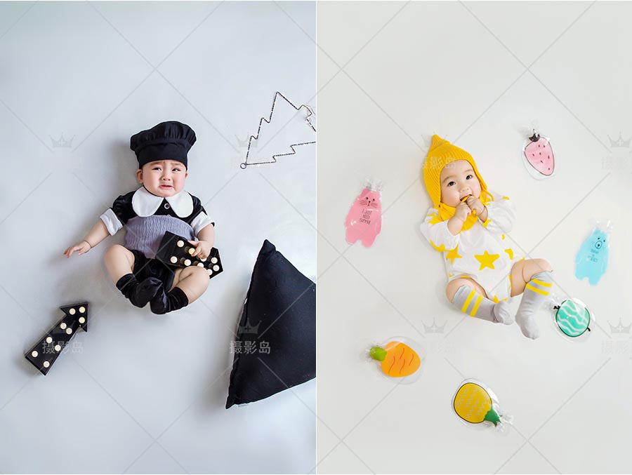 潮童宝宝写真儿童摄影照片样片，PSD艺术字体单片模版素材