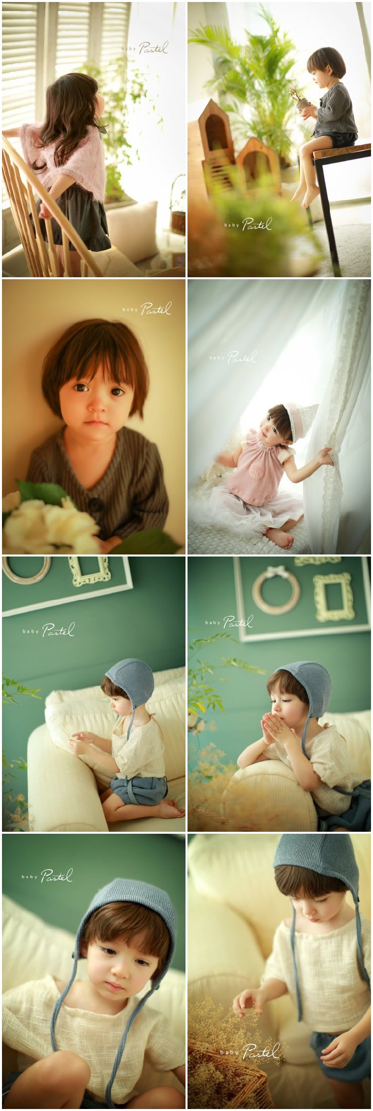 韩式清新唯美儿童潮童照高清样片，影楼室内写真摄影宝宝百天周岁样照
