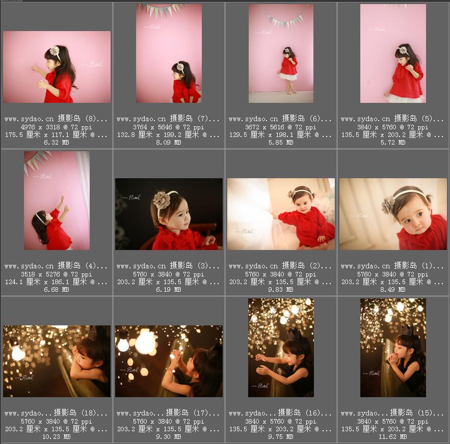 韩式清新唯美儿童潮童照高清样片，影楼室内写真摄影宝宝百天周岁样照