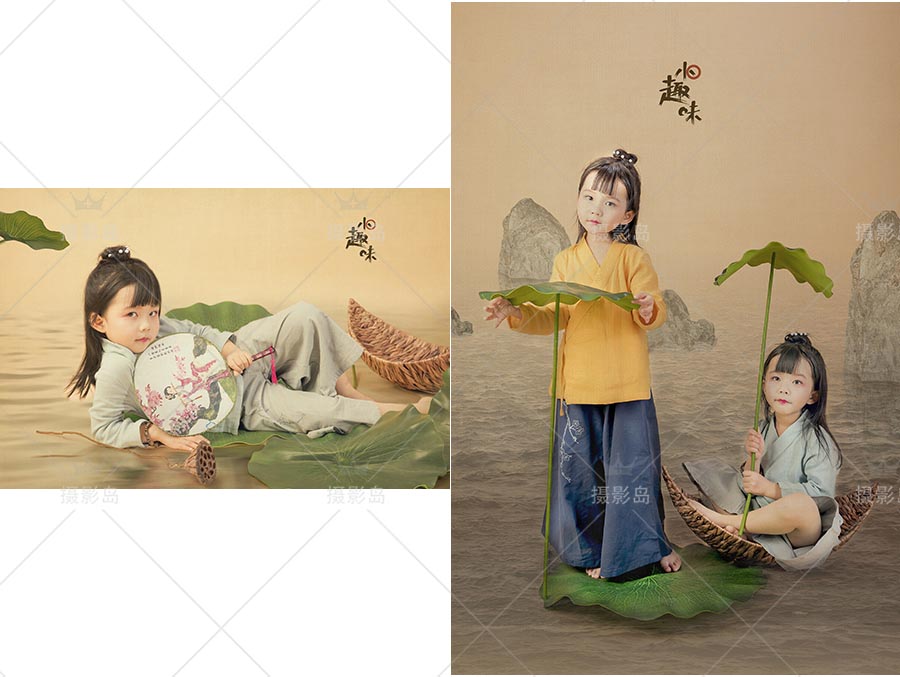 女童宝宝工笔画样片素材