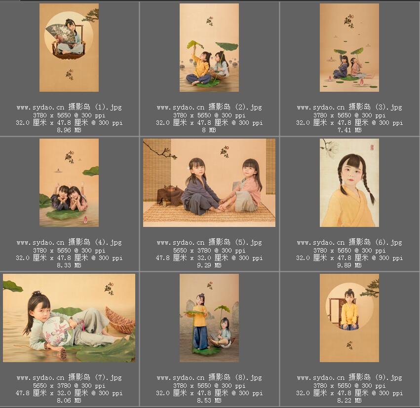 女童宝宝工笔画样片素材
