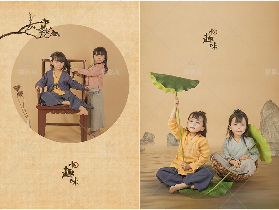 女童宝宝工笔画样片素材