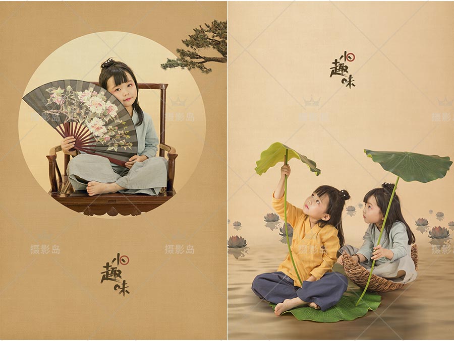 女童宝宝工笔画样片素材