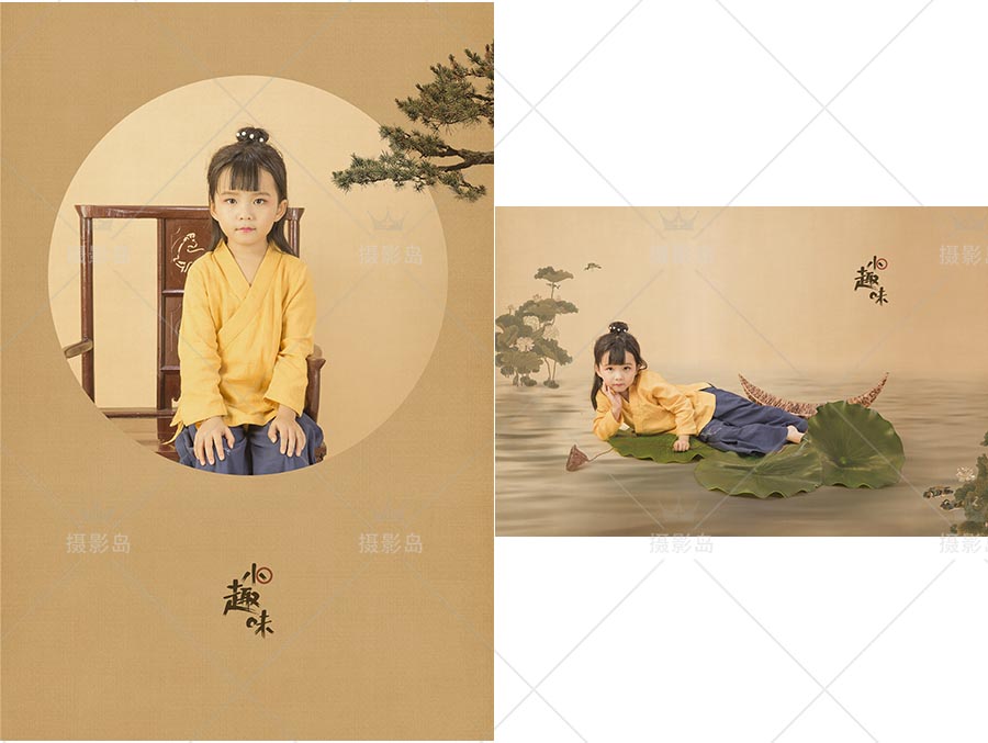 女童宝宝工笔画样片素材