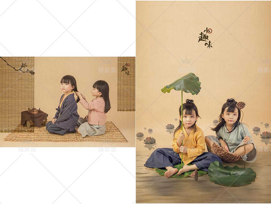 女童宝宝工笔画样片素材