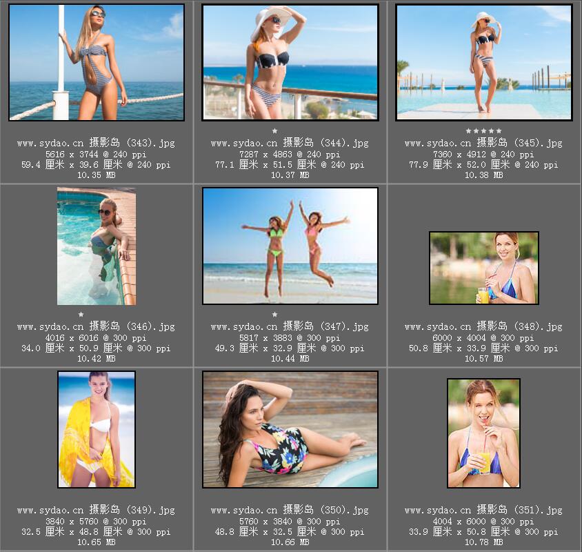 欧美泳衣比基尼模特海边写真图片，内衣人像摄影照片图集