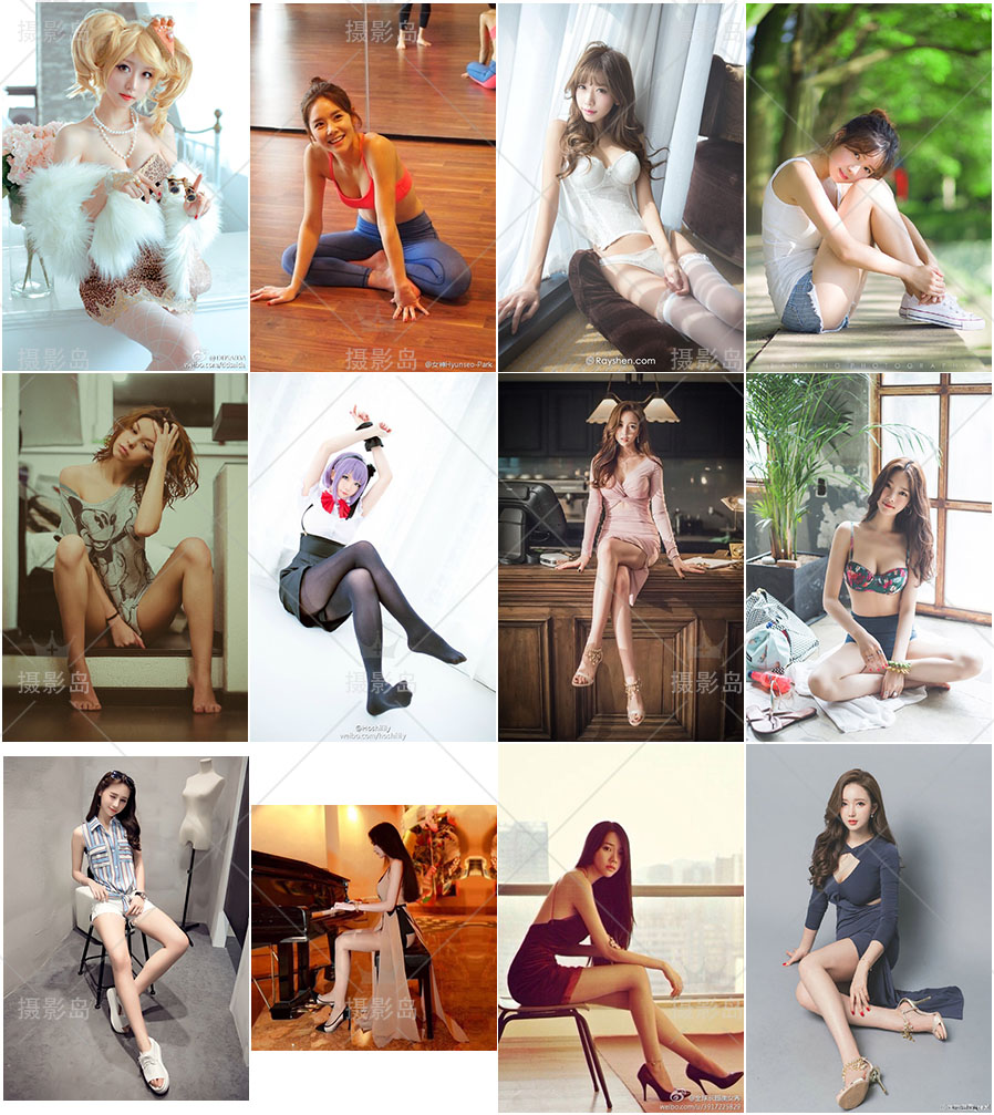 美女MM坐姿美姿写真摄影照片，影楼人像摆POSE造型图片大全，拍照动作姿势参考图片