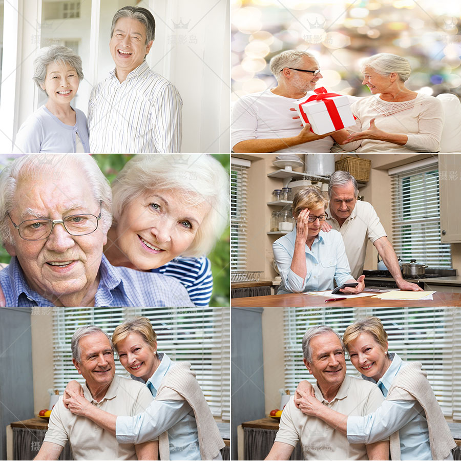 欧美国外中老年人夫妻晚年生活照片样片，金婚银婚伴侣高清大图图片素材