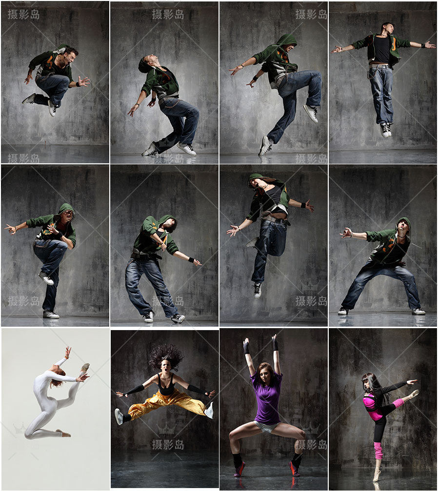跳舞蹈动作姿势高清大图样片，街舞、劲舞、现代舞者、芭蕾、健美操美姿照片合集