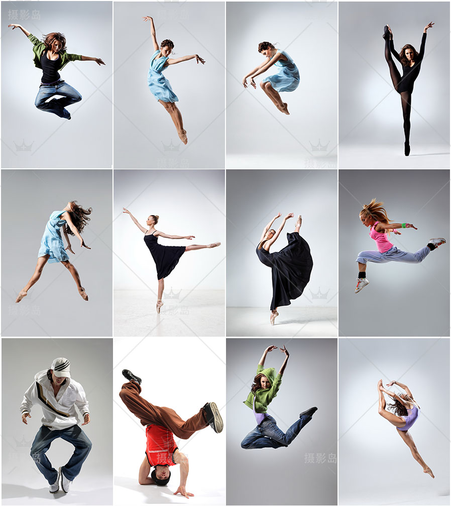 跳舞蹈动作姿势高清大图样片，街舞、劲舞、现代舞者、芭蕾、健美操美姿照片合集