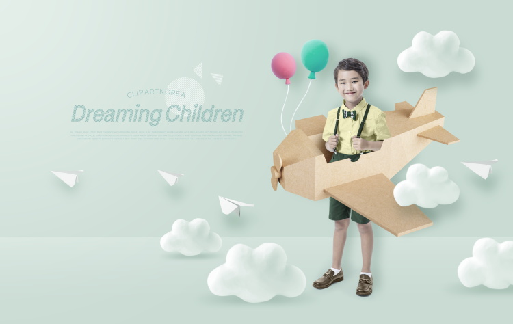 3D梦幻儿童摄影psd分层背景模版，创意儿童摄影后期海报合成素材