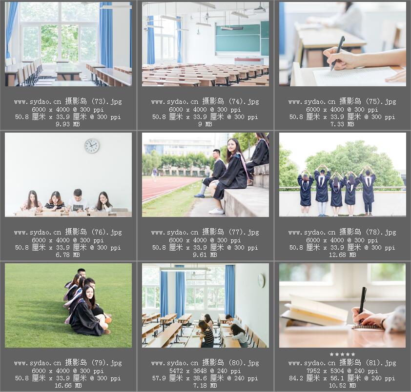 大学生毕业季写真合照样片，校园青春学士服集体合影图片