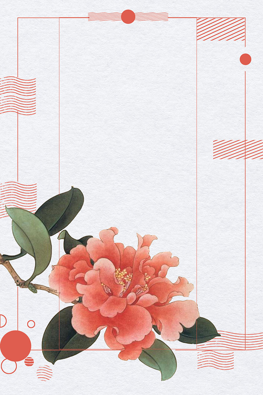 中国复古风水墨工笔画PSD背景模板，古典花草、鸟类等PS素材