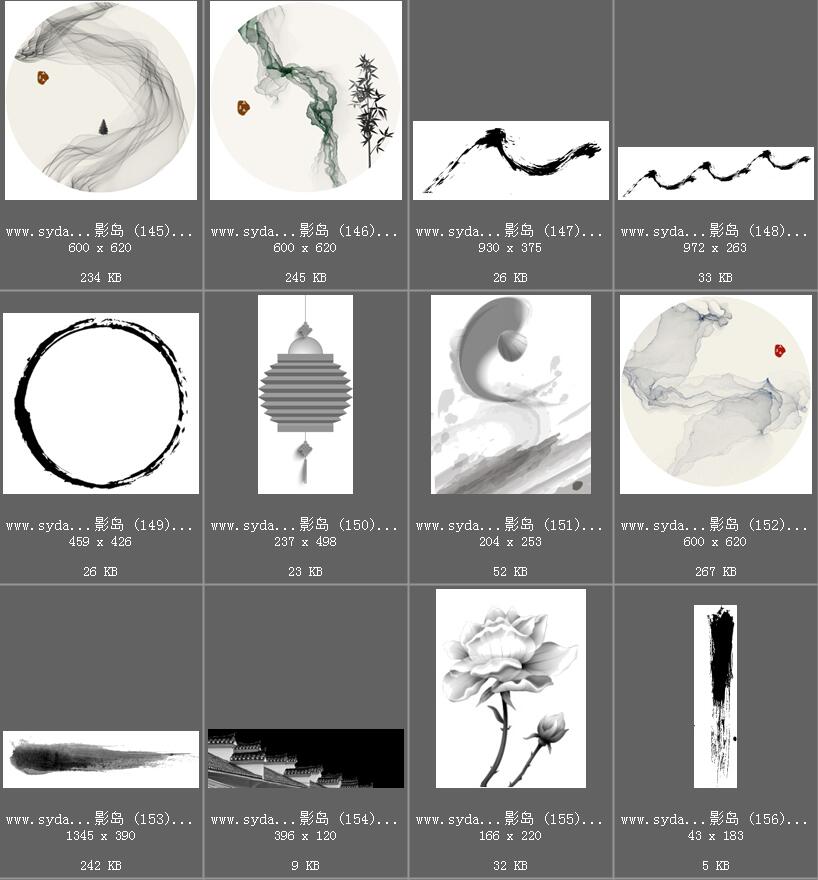 古风传统插画、手绘、花鸟、水墨画、装饰画免抠图合成PNG素材