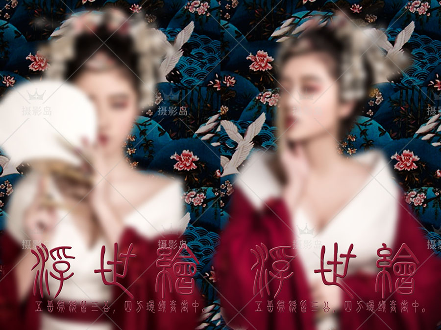 中国古装古风摄影写真PSD相册模版素材，影楼溶图背景后期排版修图