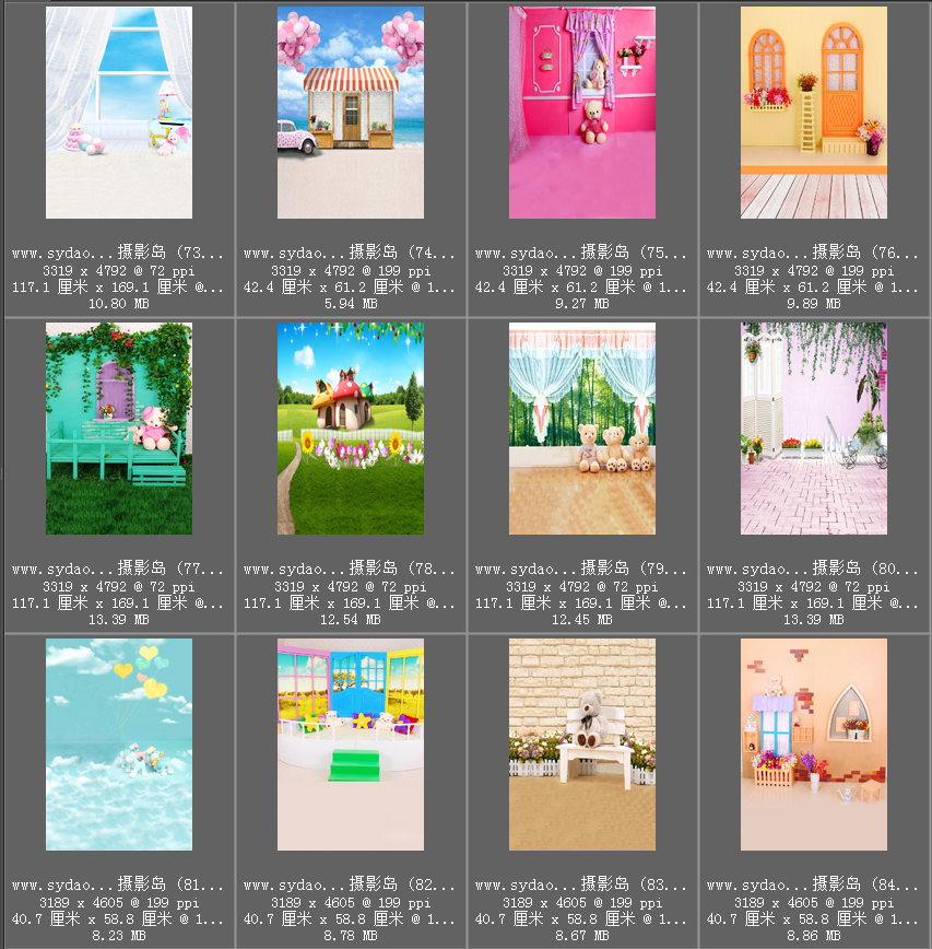儿童宝宝摄影写真3D换背景图素材，高清卡通壁纸图片大全 