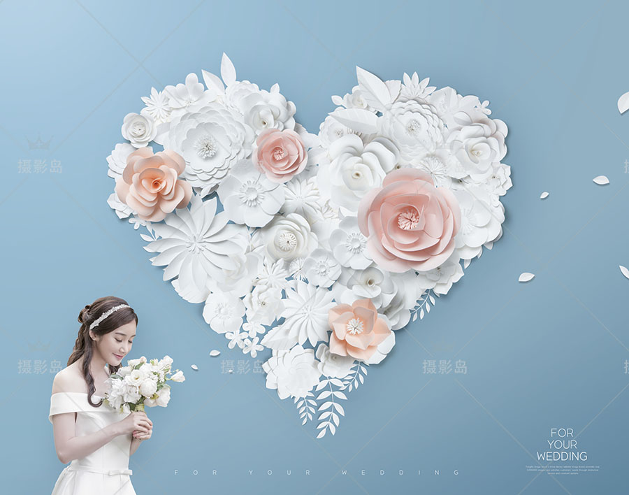 影楼婚纱照摄影写真背景图片PSD模板，婚纱照后期相册设计排版素材