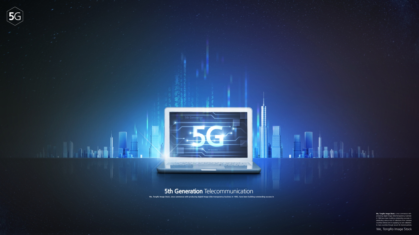 5G立体艺术字科技感海报PSD模板，互联网信息时代人工智能图片设计素材