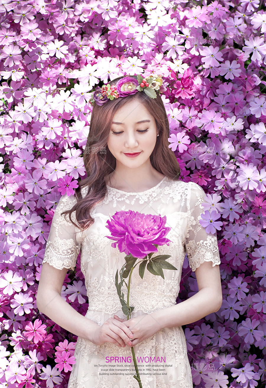 阳光浪漫鲜花、缤纷花朵主题PSD背景模板，摄影写真换景抠图素材