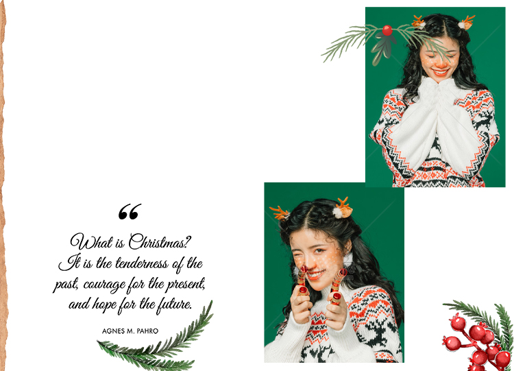 新年圣诞节主题摄影写真相册PSD模版素材，影楼后期儿童照片排版模板