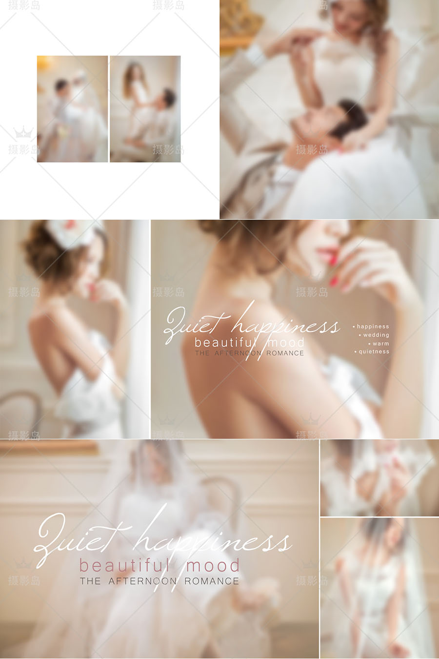 欧式简约英文婚纱摄影写真相册psd模版，方版艺术照排版套版素材