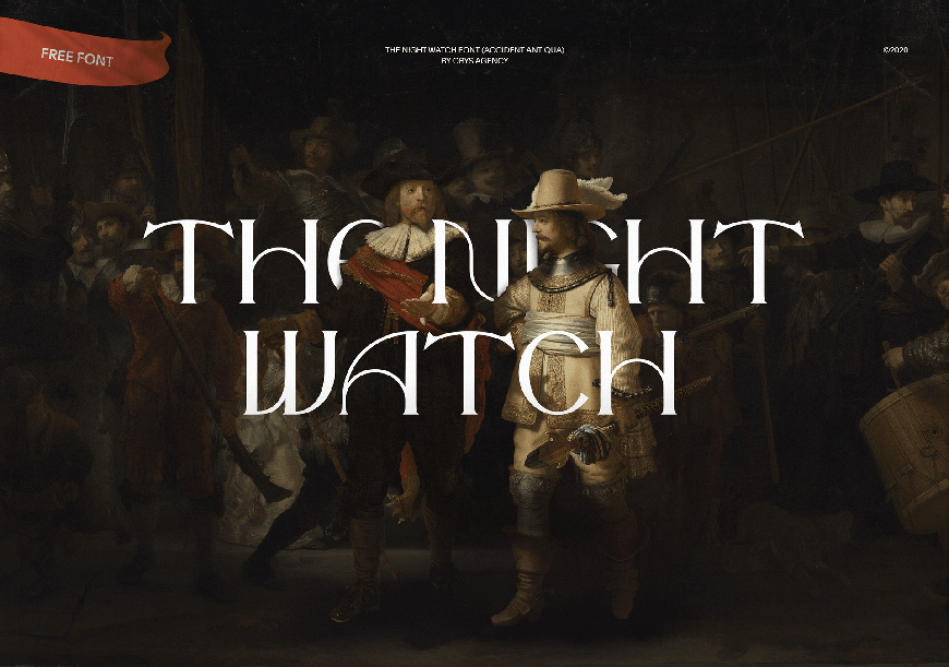 免费字体下载！一款古典曲线油画美感的英文字体-The Night Watch Font