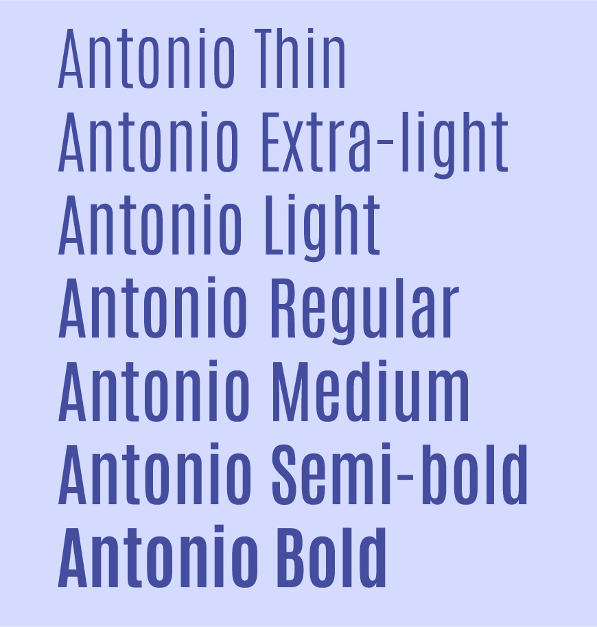 免费字体下载！一款瘦长简洁的无衬线英文字体—Antonio