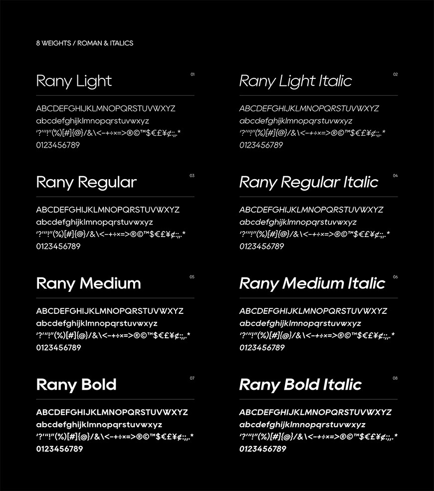 免费字体下载！一款气质现代方正规则的英文字体—Rany