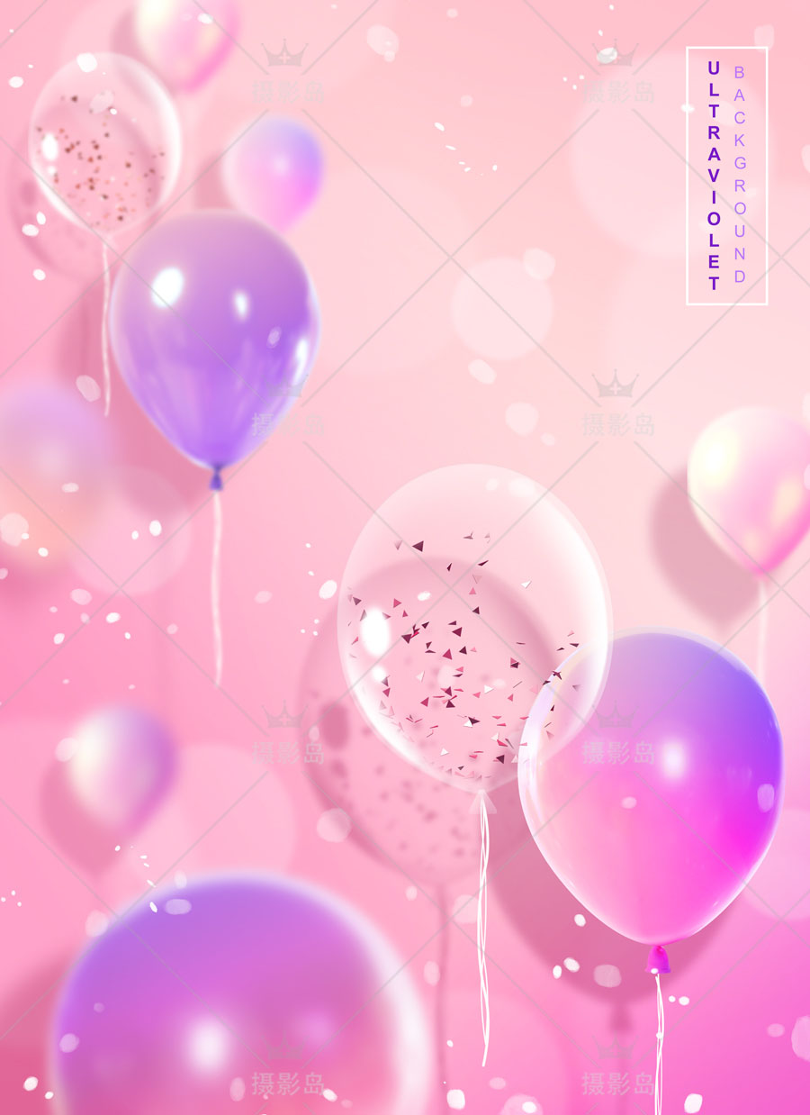 彩色半透明球体、圆球、气球、气泡PSD分层素材，节日、生日、宴会、婚礼背景海报素材
