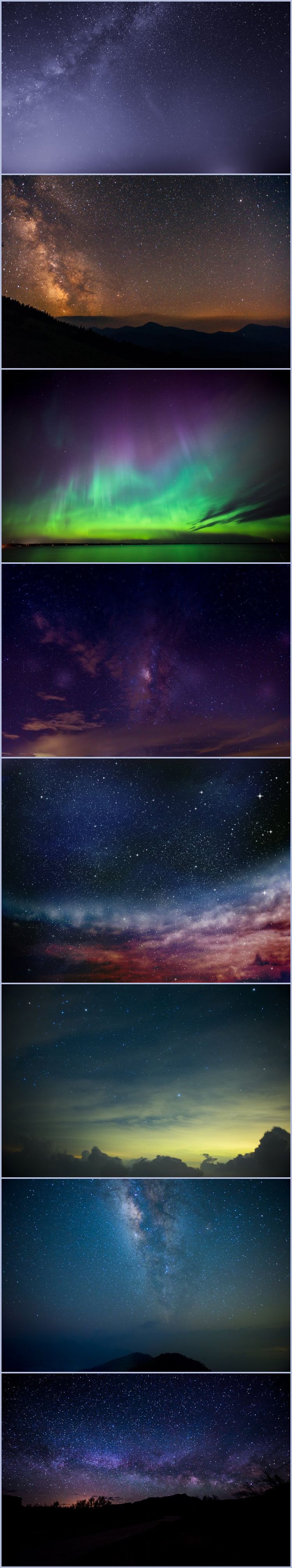 高清大图星空壁纸、 夜景天空、星星、北极光图片素材