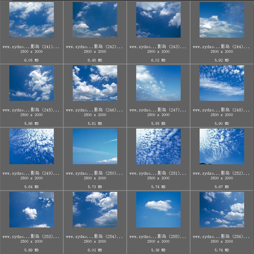 PS换天空素材，高清蓝天白云、云朵晚霞、夕阳、夜空大图图片