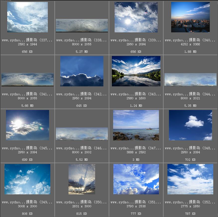 PS换天空素材，高清蓝天白云、云朵晚霞、夕阳、夜空大图图片