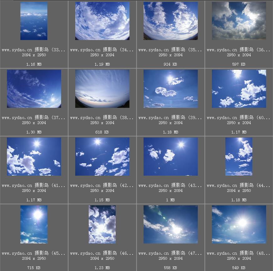 PS换天空素材，高清蓝天白云、云朵晚霞、夕阳、夜空大图图片