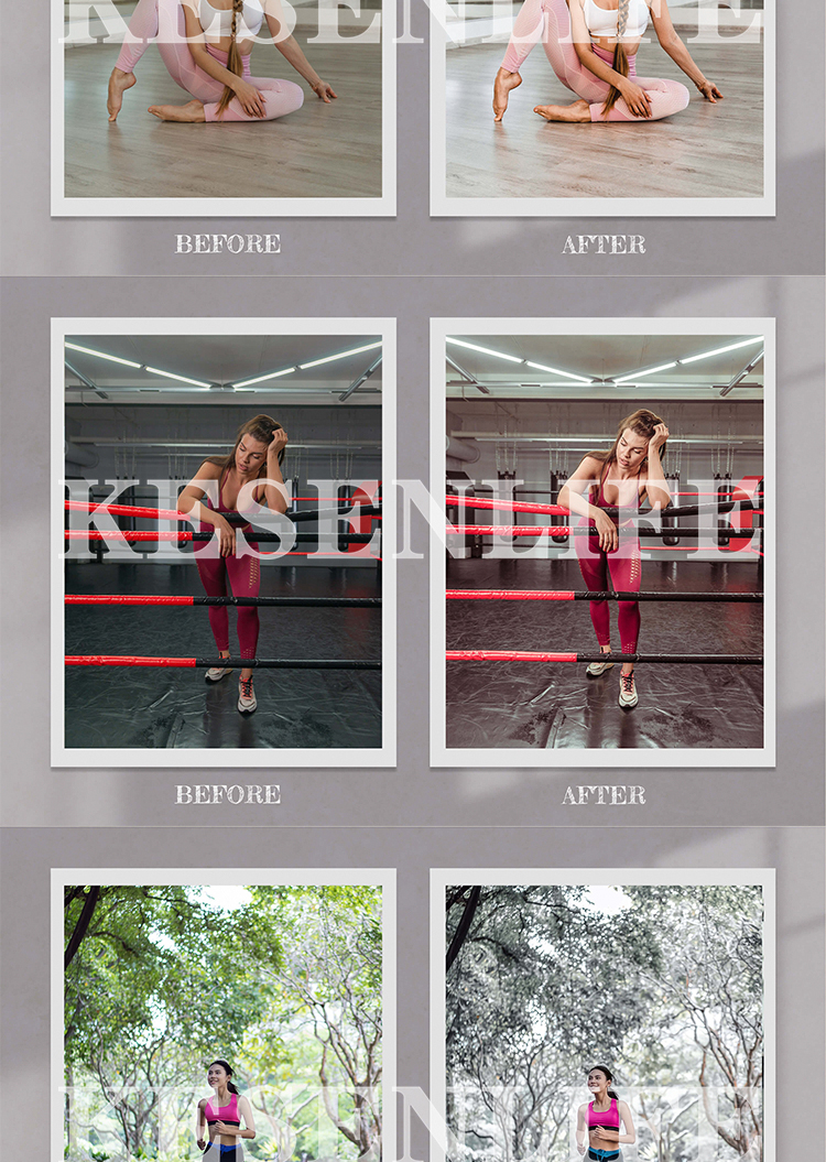 体育运动健身瑜伽摄影预设滤镜，适用于Lightroom/PS/手机版LR/PR/AE/FCPX/Luts/达芬奇等调色软件