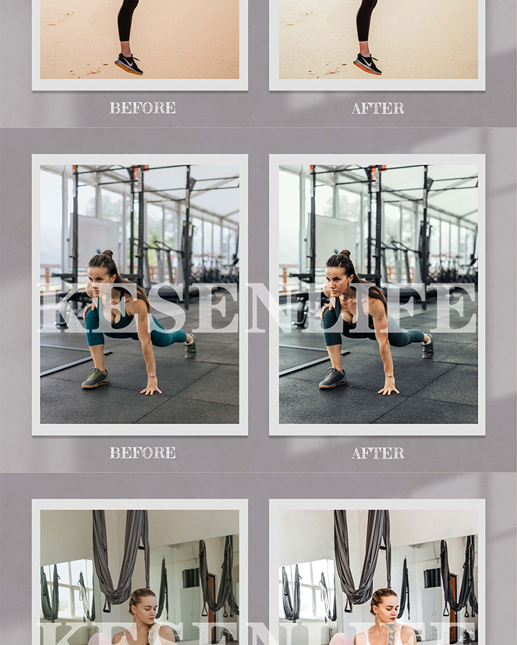 体育运动健身瑜伽摄影预设滤镜，适用于Lightroom/PS/手机版LR/PR/AE/FCPX/Luts/达芬奇等调色软件