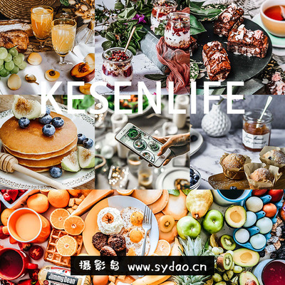 6款明亮食物美食鲜艳色彩预设，适用于Lightroom/PS/手机版LR/PR/AE/FCPX/Luts/达芬奇等软件调色滤镜