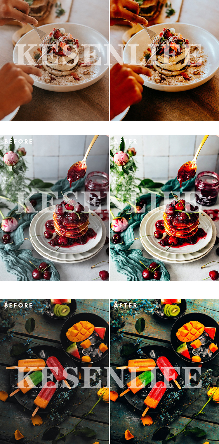 色彩鲜艳高对比度西餐甜品美食预设，适用于Lightroom/PS/手机版LR/PR/AE/FCPX/Luts/达芬奇等调色滤镜
