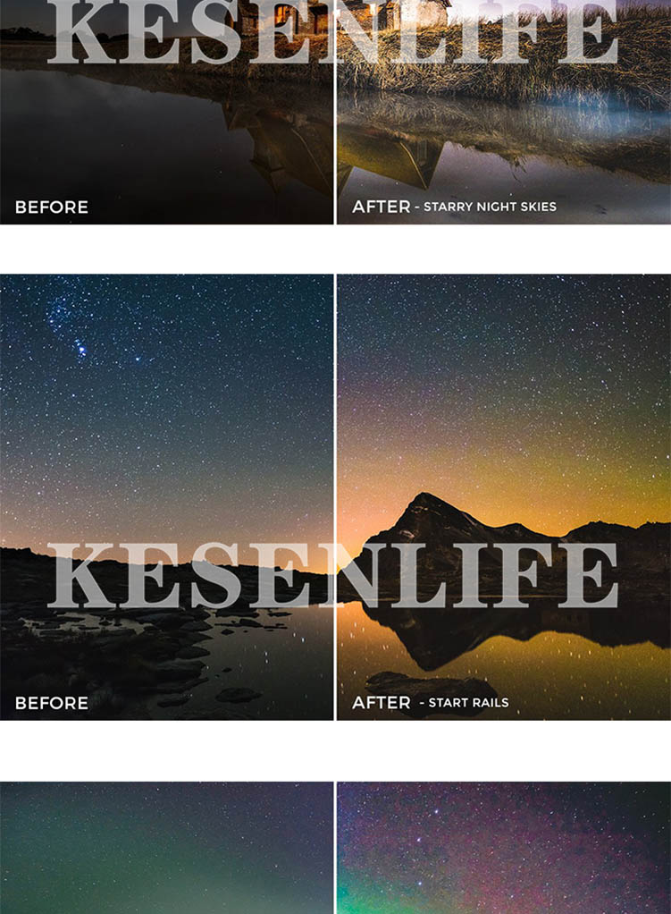 夜景星空风光摄影照片预设，适用于Lightroom/PS/手机版LR/PR/AE/FCPX/Luts/达芬奇等后期调色滤镜