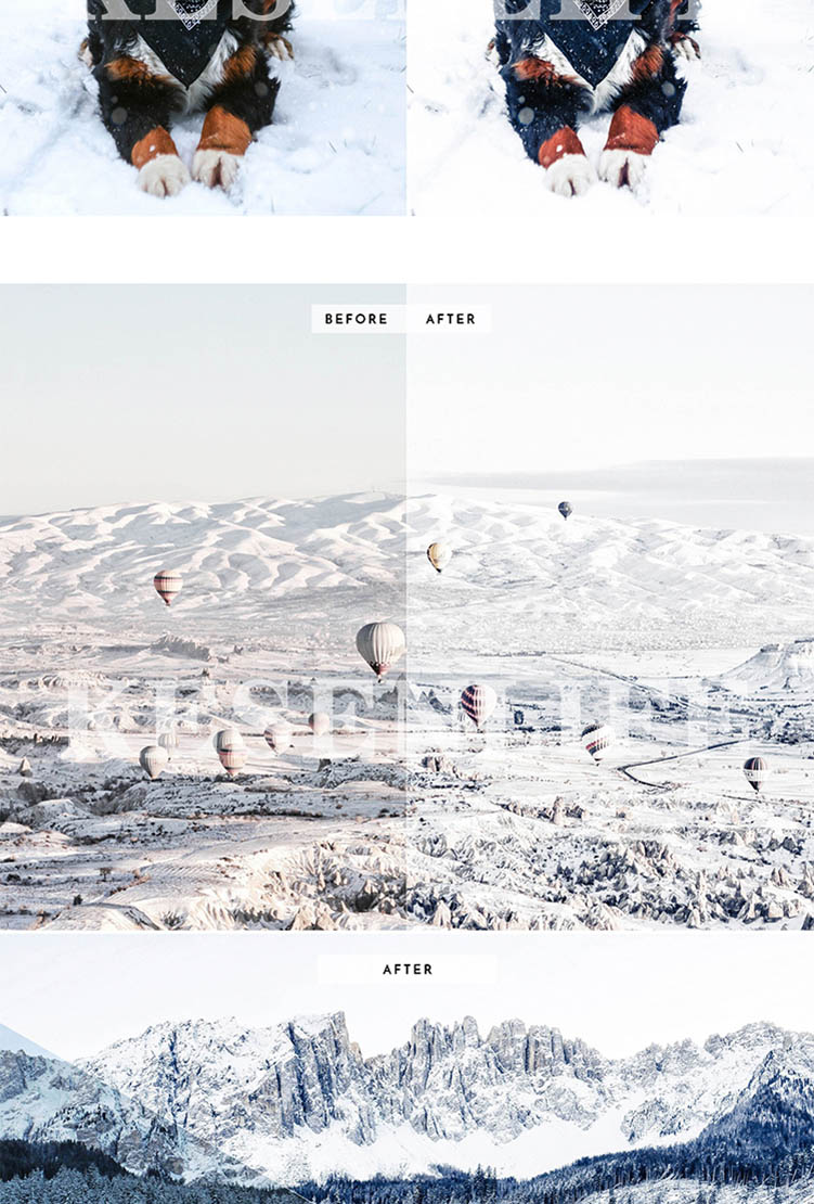日系自然白色冬季雪景人像预设，适用于Lightroom/PS/手机版LR/PR/AE/FCPX/Luts/达芬奇等后期调色滤镜