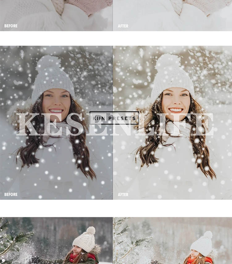 冬季ins风暖白色圣诞雪景人像预设，适用于Lightroom/PS/手机版LR/PR/AE/FCPX/Luts/达芬奇等后期滤镜
