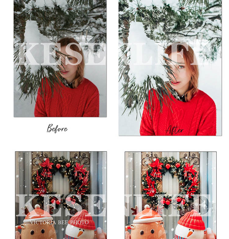 圣诞预设冬天雪景人像预设，适用于Lightroom/PS/手机版LR/PR/AE/FCPX/Luts/达芬奇等后期调色滤镜
