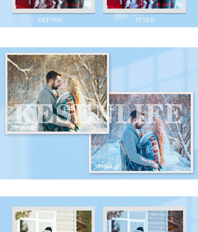 冬季冷色调雪景人像预设，适用于Lightroom/PS/手机版LR/PR/AE/FCPX/Luts/达芬奇等后期调色滤镜