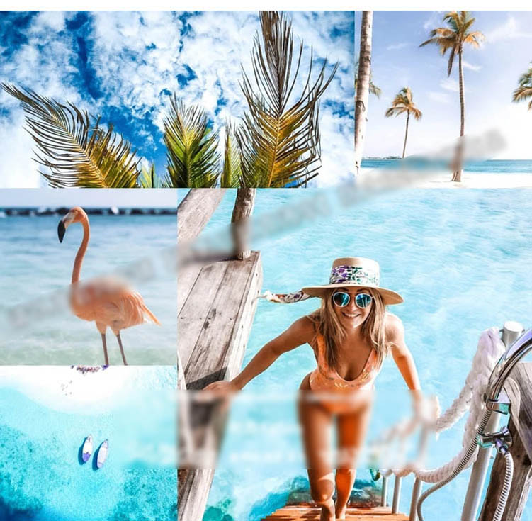 夏日海岛海边沙滩绿松石蓝色岛屿人像lr预设，适用于Lightroom/PS/手机版LR摄影后期照片调色滤镜