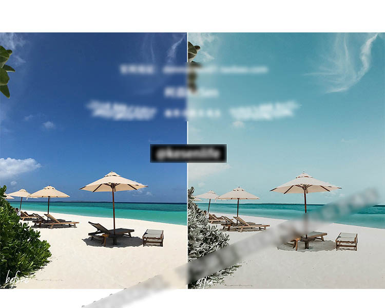 海岛马尔代夫绿松石蓝调预设，适用于Lightroom/PS/手机版LR摄影后期照片调色滤镜